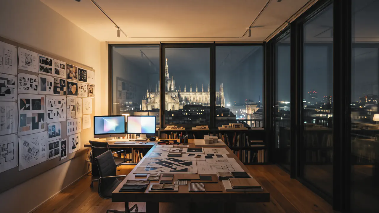 Ein illustriertes DON-Studio bei Nacht